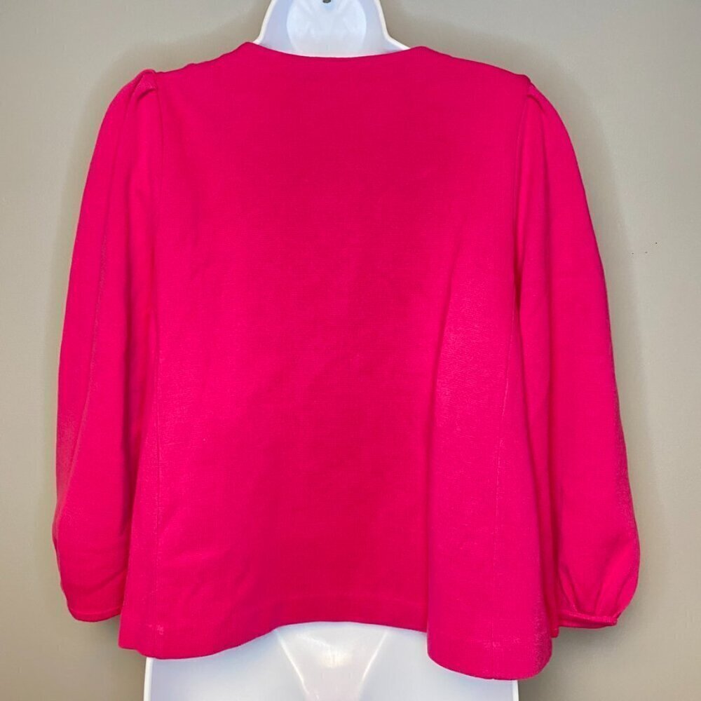 Anne Klein Pink Puff Sleeve Button-Up Stretch Jacket Women's Size M - Picture 4 of 6